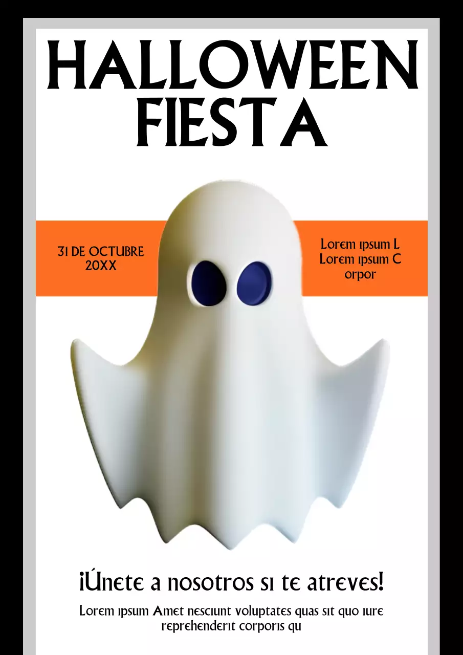 Invitación sencilla a una fiesta de Halloween en blanco y negro