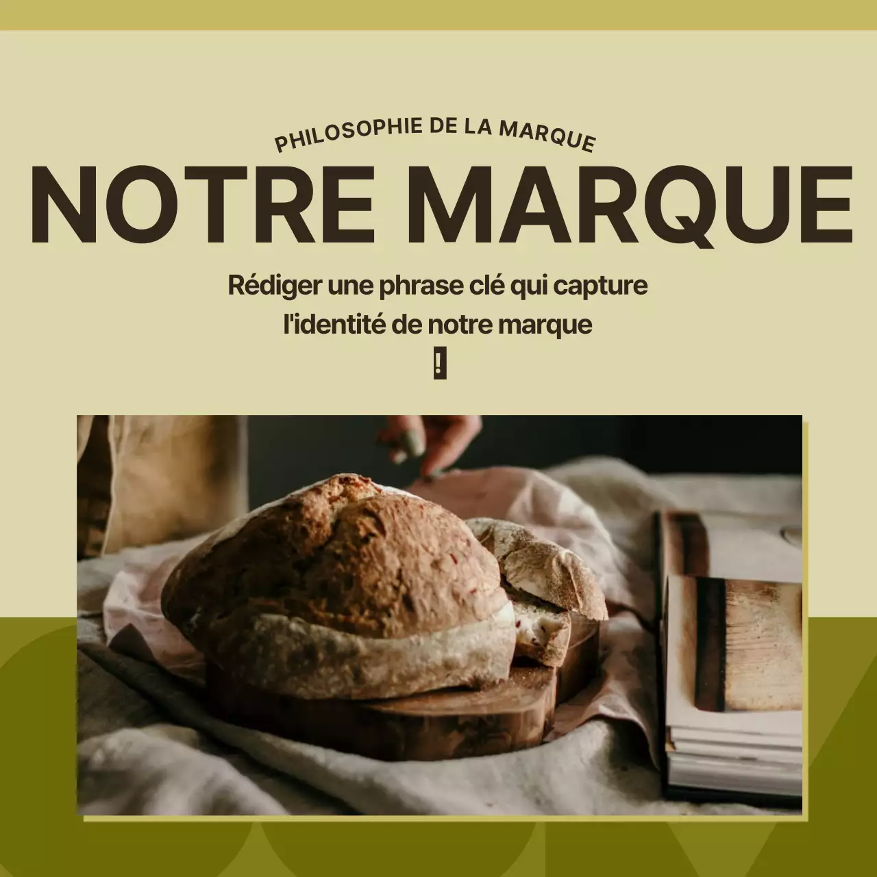 Un poste de marque de boulangerie minimaliste en jaune et kaki
