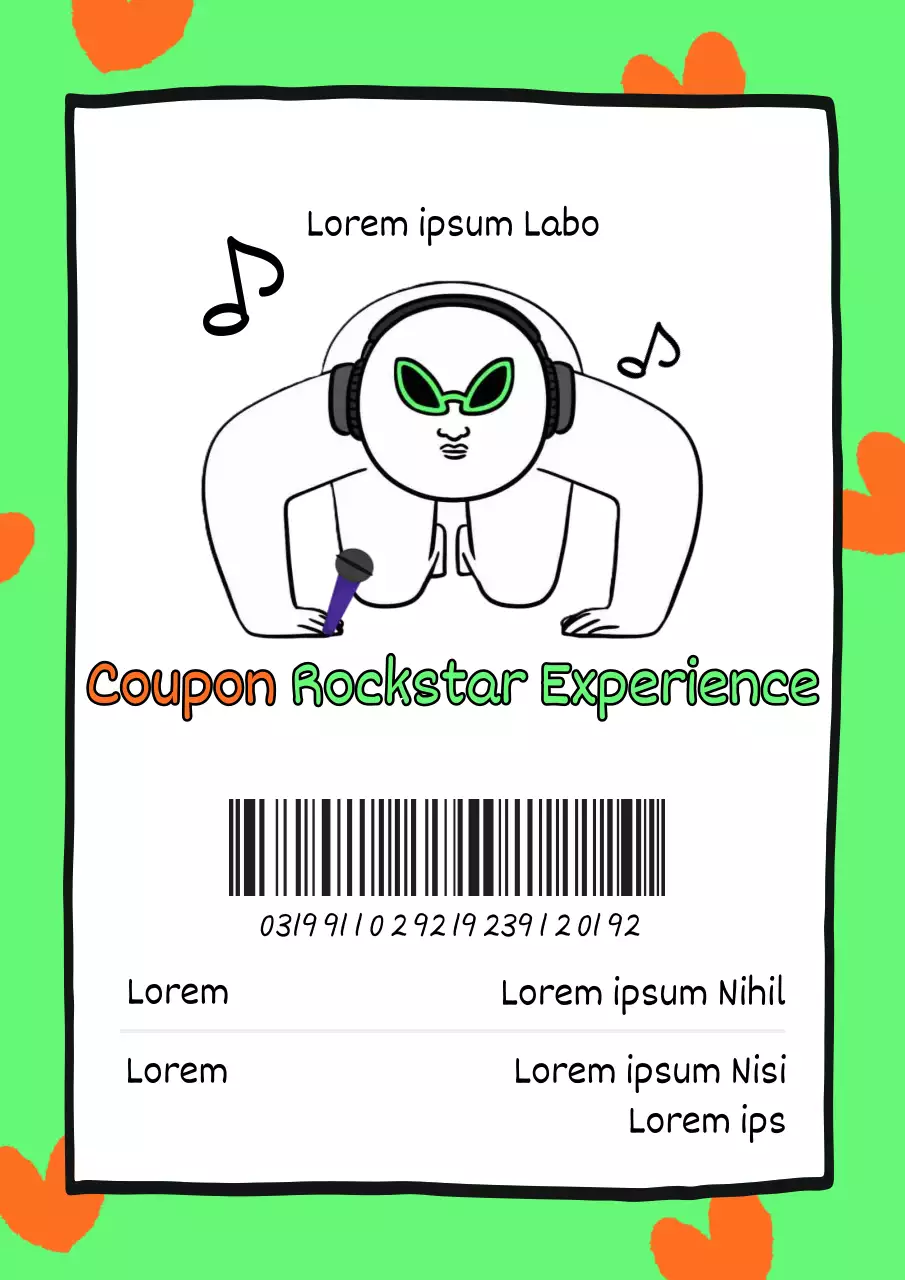 Bouteille orange et chartreuse de coupon d'expérience Rockstar