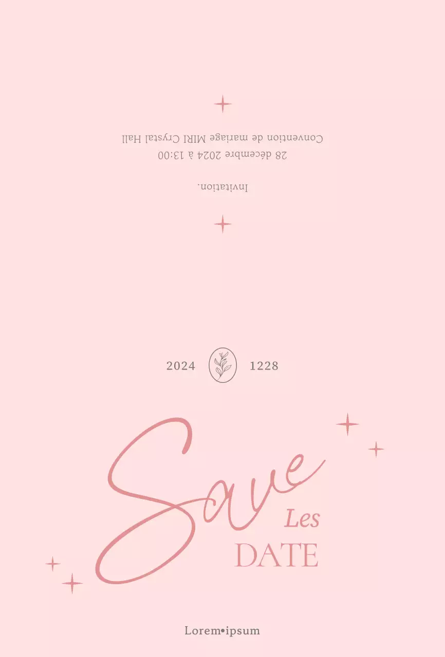 Invitation élégante avec police cursive rose ton sur ton