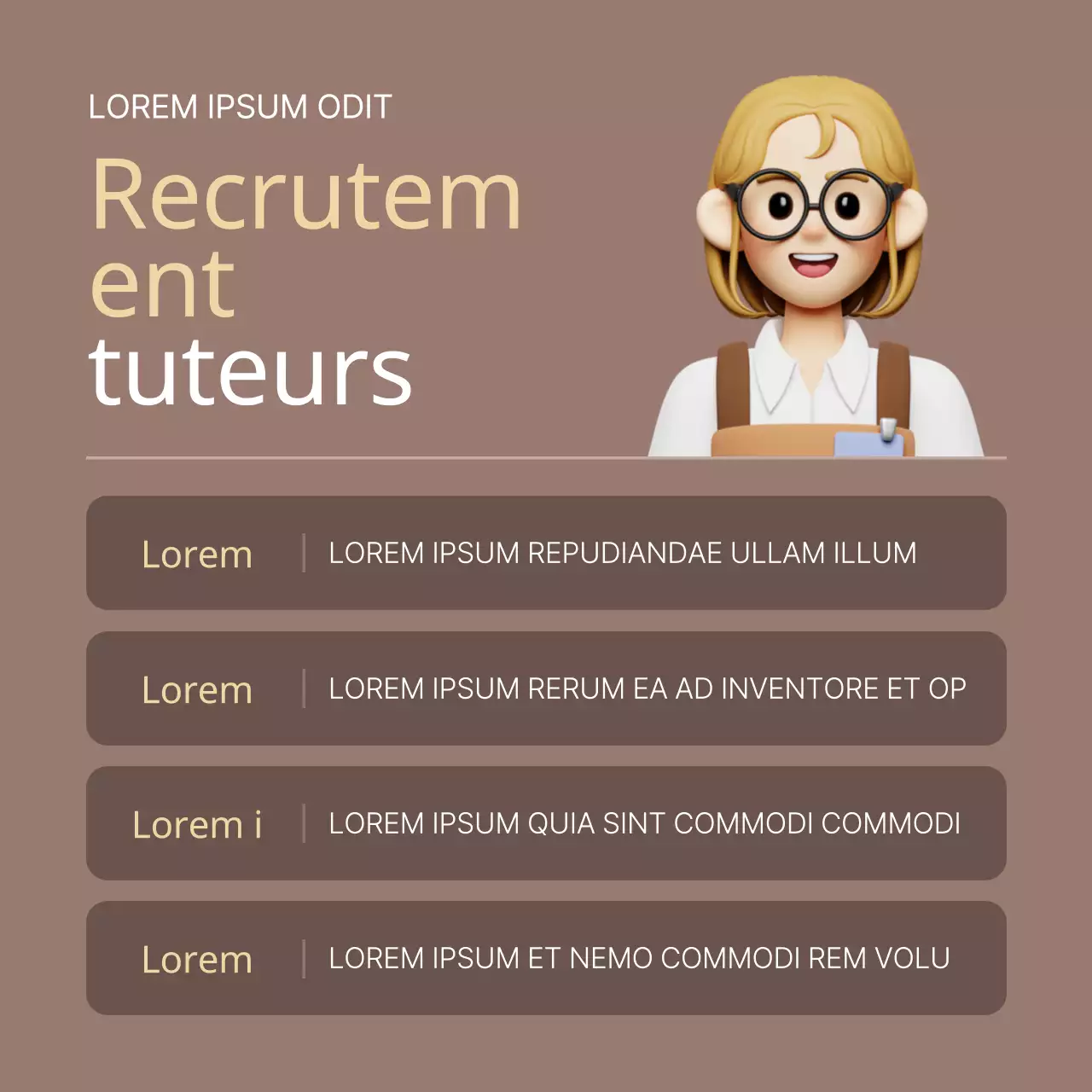 Un simple avis de recrutement de tuteurs de couleur marron et beige