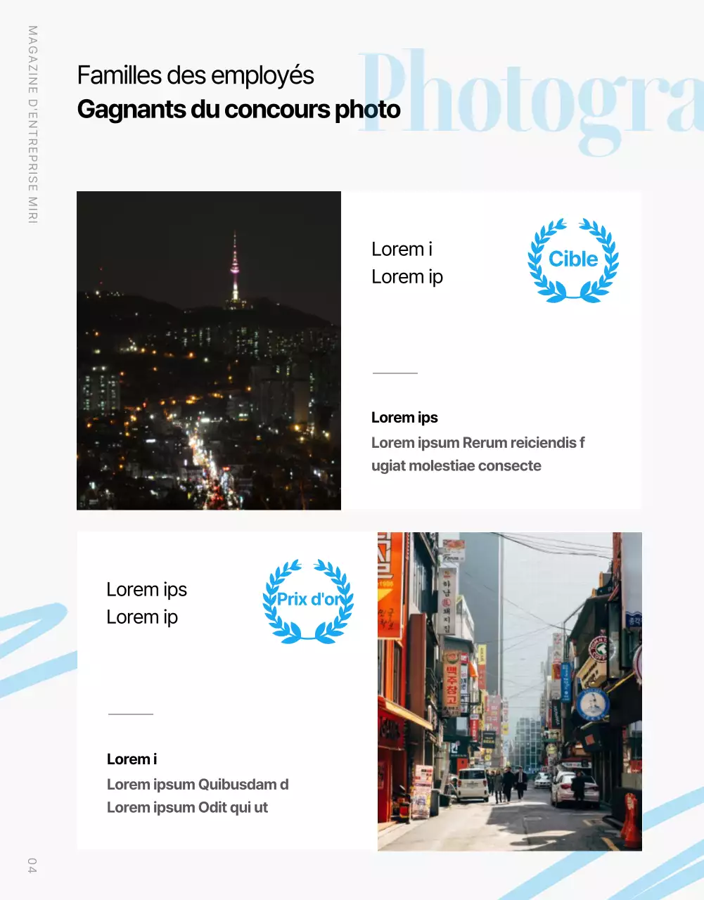 Magazine interne d'entreprise moderne en bleu clair et blanc