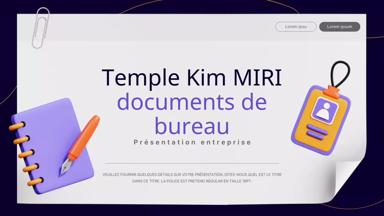 Un simple rapport d'activité d'un employé de bureau en violet et jaune
