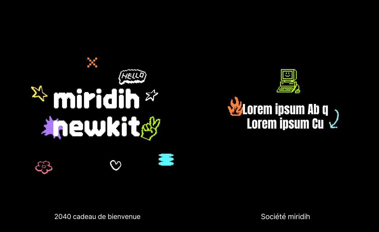 Kit de bienvenue avec un concept pixel art branché