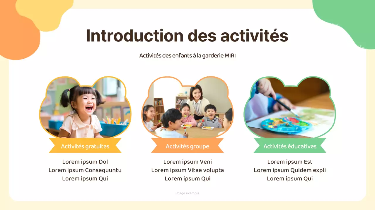 Présentation d'orientation pour la garderie jaune