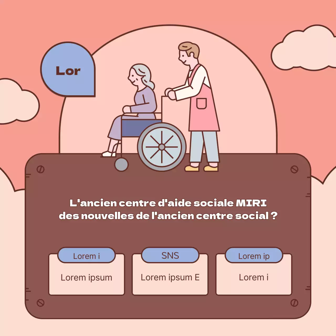 Un simple billet brun et rose pour la lettre d'information mensuelle du bureau d'aide sociale