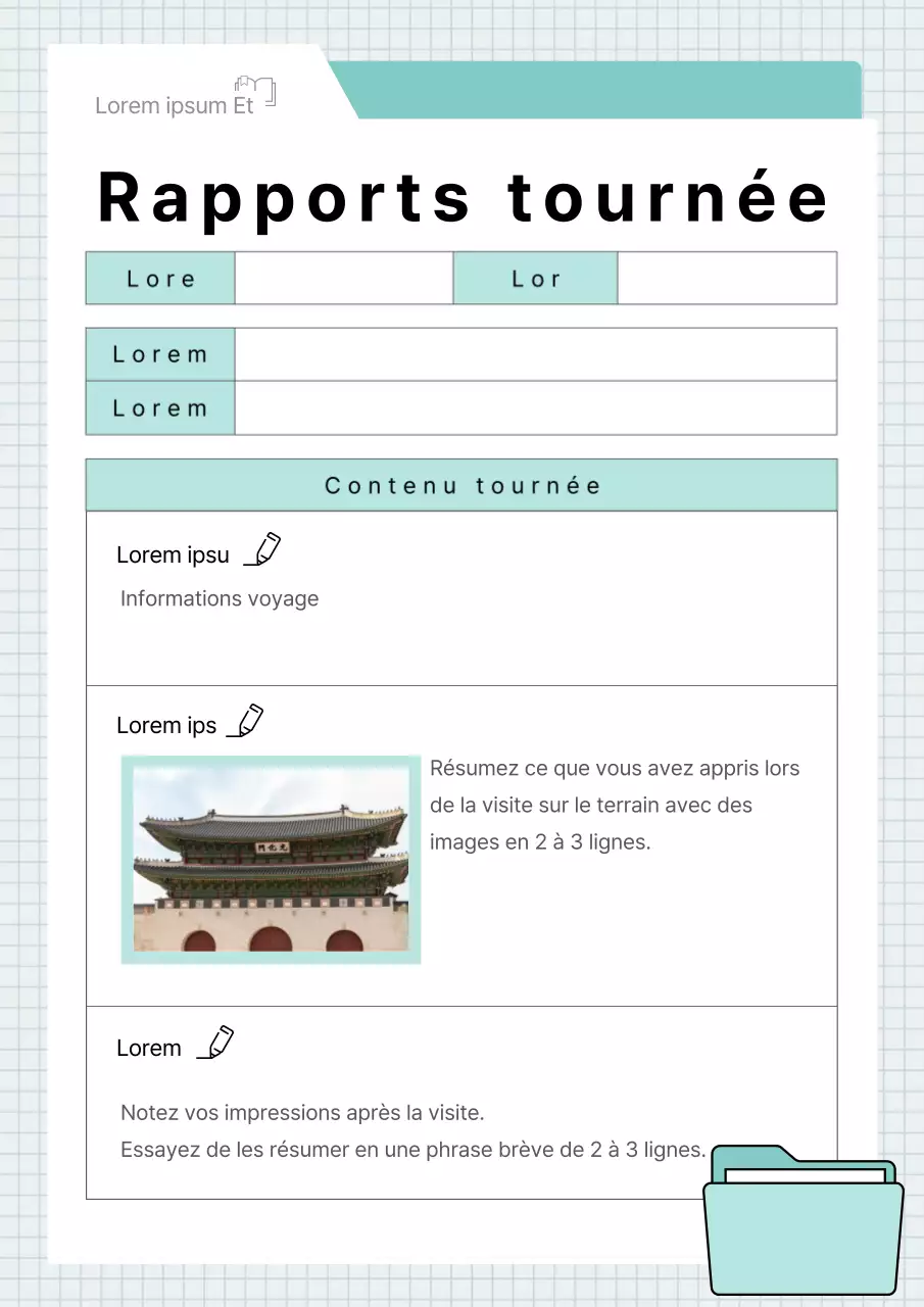 Un simple rapport d'excursion en noir et menthe