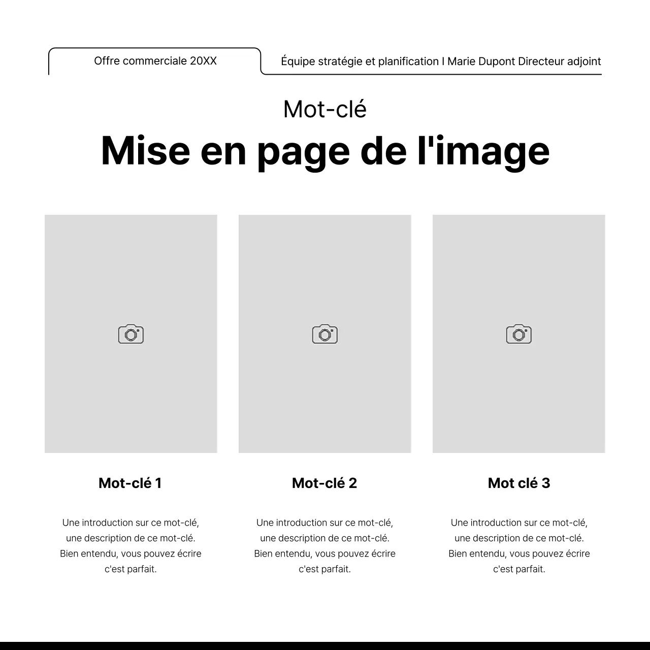 Promouvoir une mise en page avec de nombreux cadres photo simples en blanc et noir