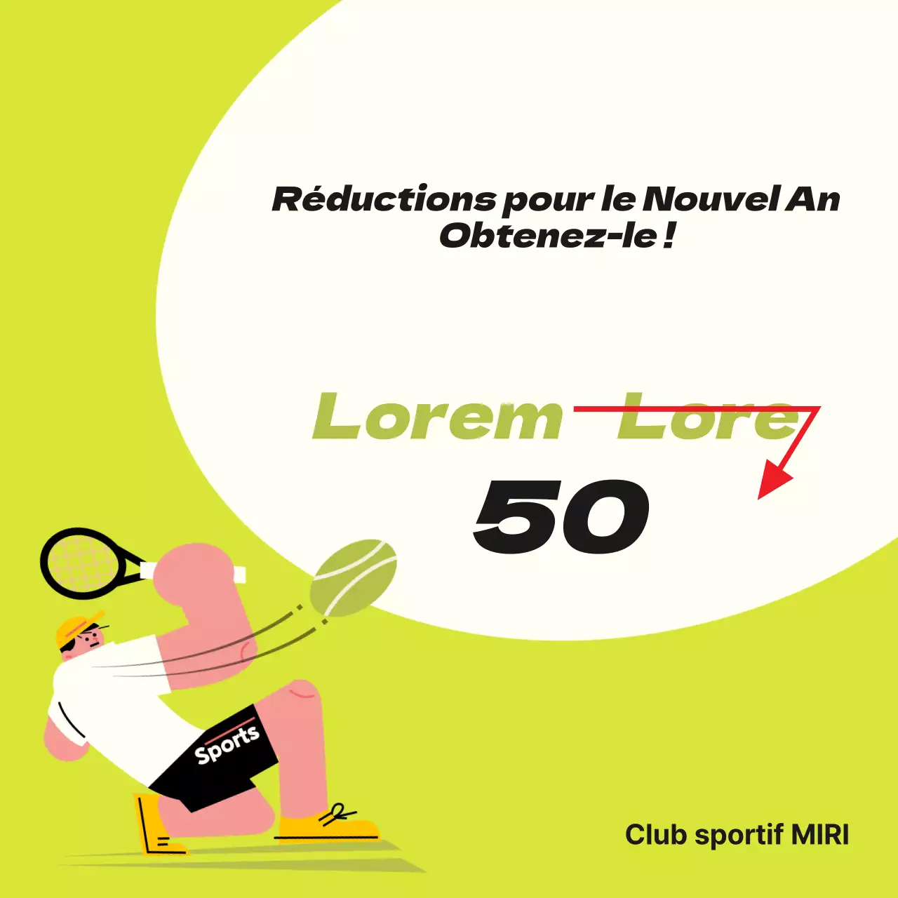 Une simple annonce de réduction pour une salle de sport en vert citron et blanc