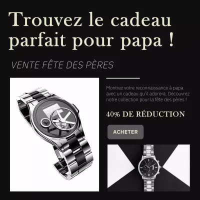 Publicité minimale en noir et blanc pour les soldes de la fête des pères