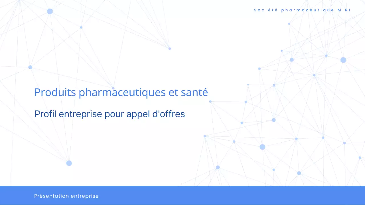 Proposition d'appel d'offres moderne pour des soins de santé pharmaceutiques en blanc et bleu