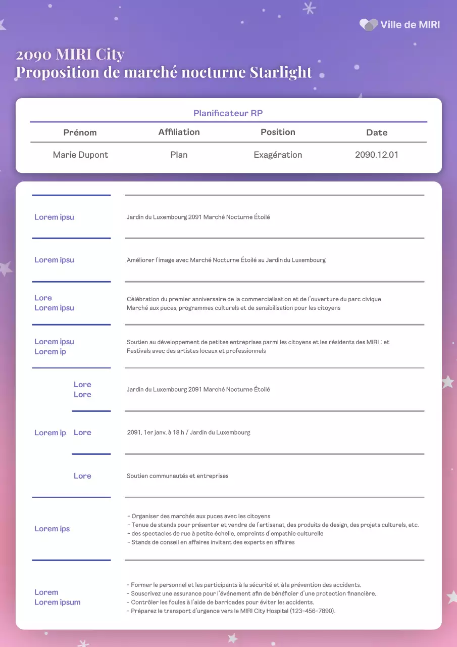 Une jolie organisatrice d'événements en mauve et rose