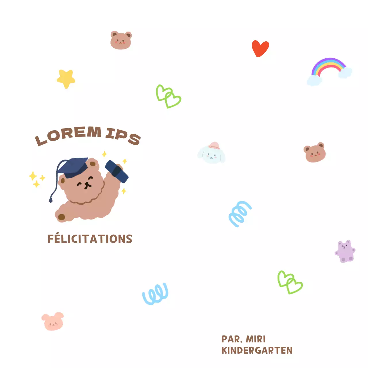 Un diplôme coloré et mignon avec l'empreinte de la main d'un ourson.