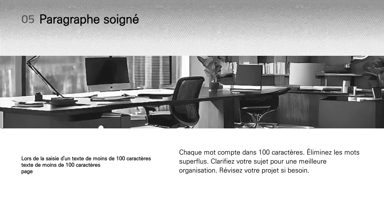Présentation simple des variations de la mise en page en noir et blanc