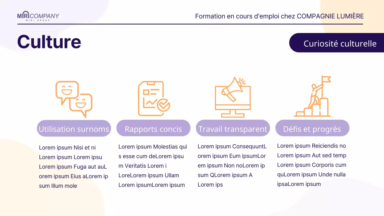 Un simple guide de formation RH en mauve et orange