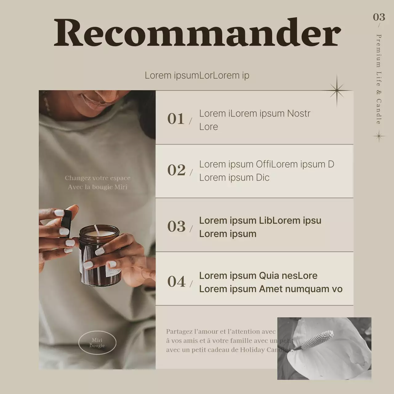 Promouvoir une simple bougie de couleur beige