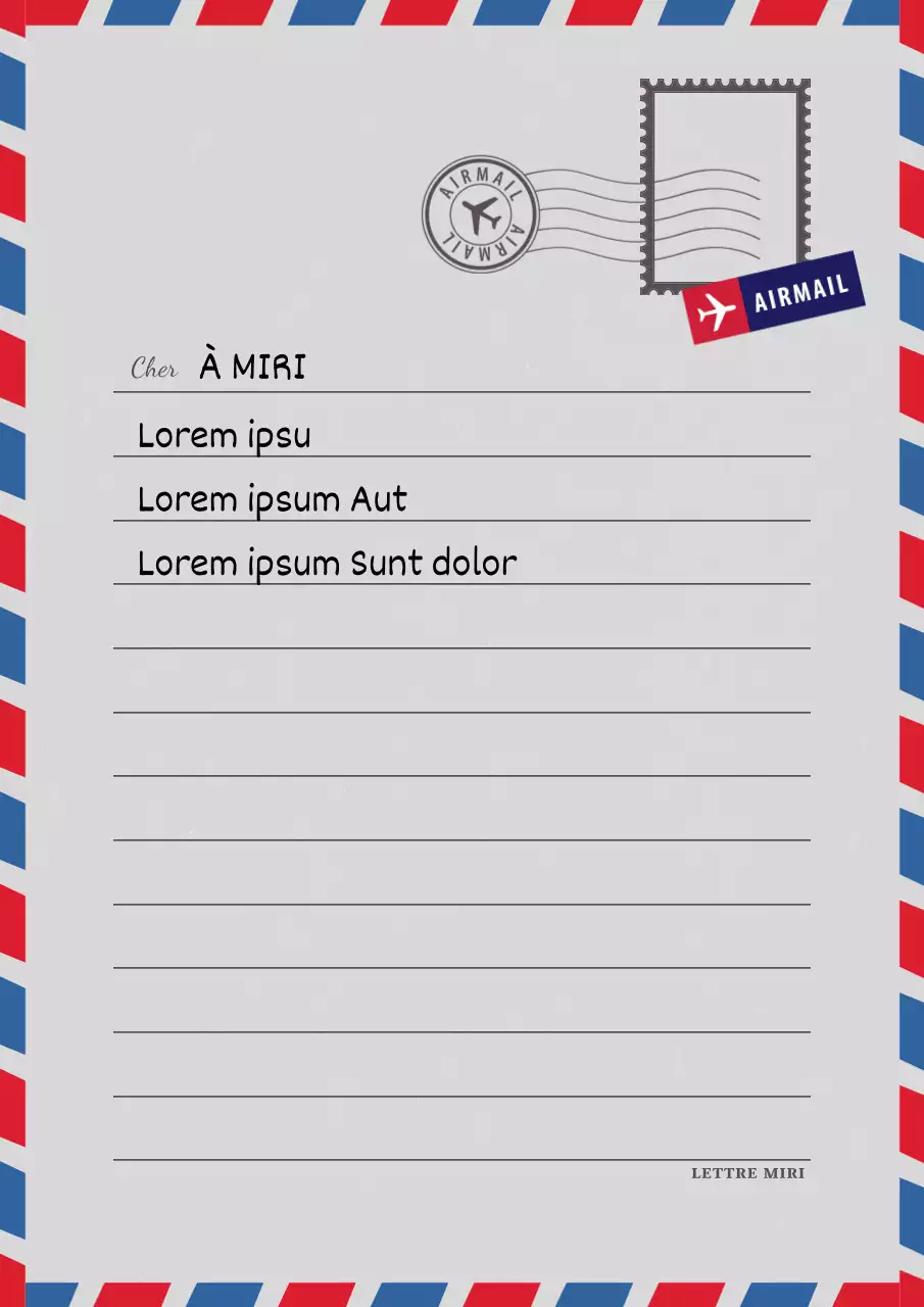 Papier à lettres de base rouge et bleu pour la poste aérienne