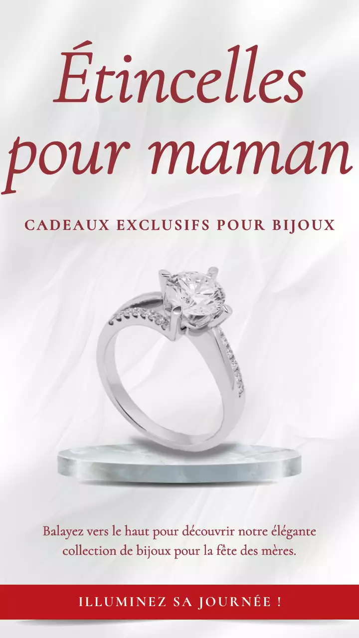 Vente de bijoux élégants argentés et rouges pour la fête des mères Annonce