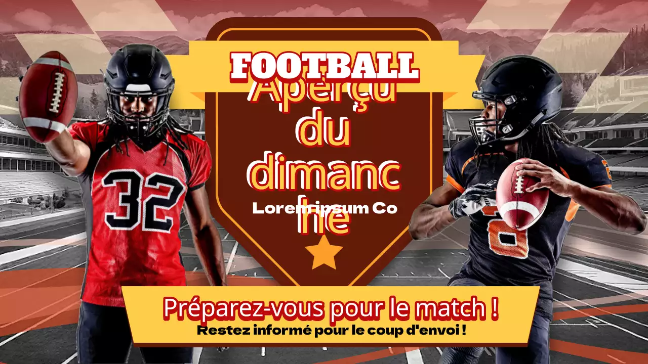 Présentation de l'aperçu kitsch orange et jaune du dimanche du Super Bowl