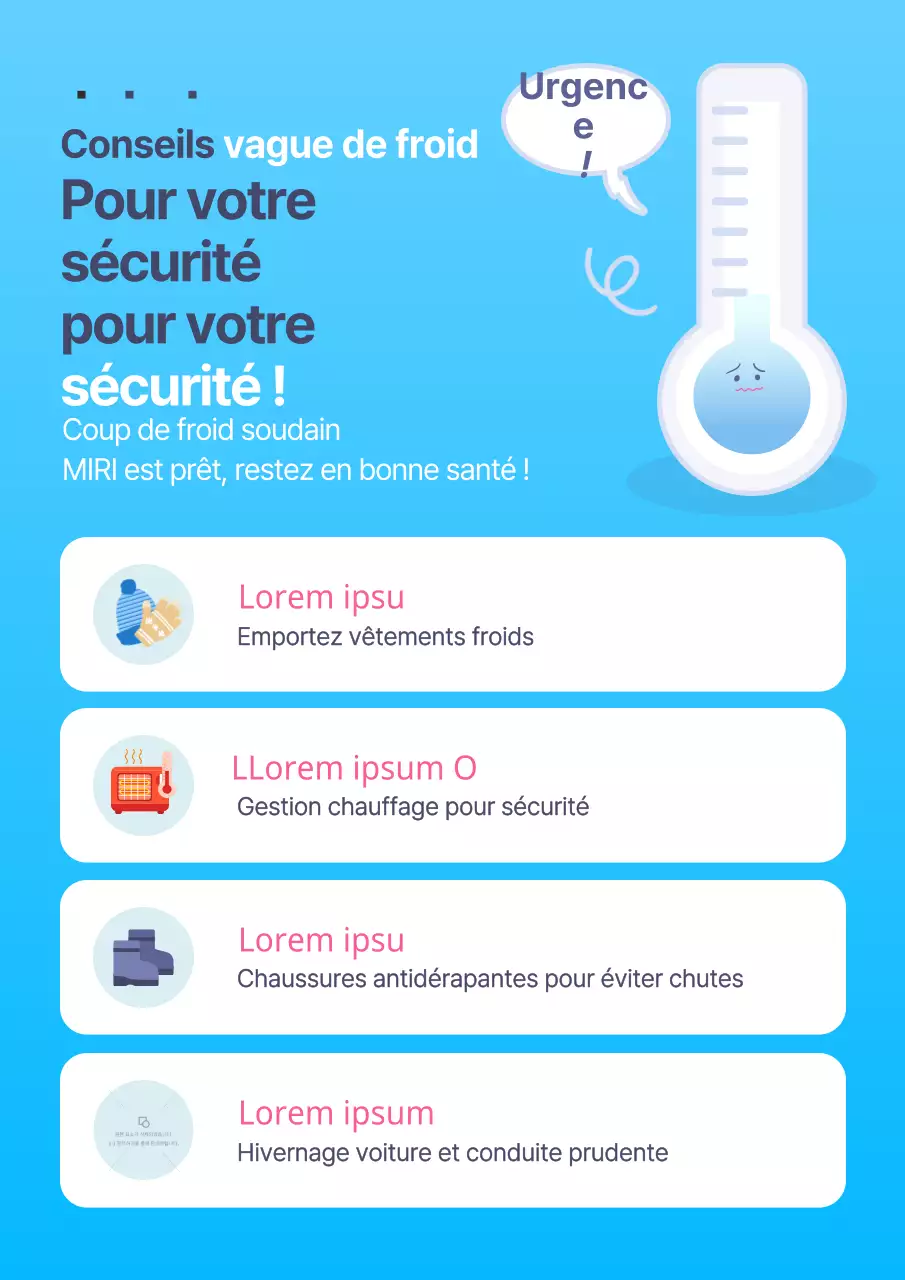 Un avis simple pour les temps froids, en blanc et bleu clair