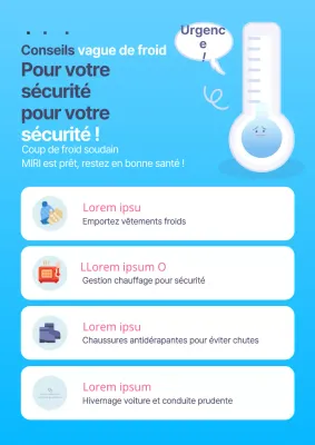 Un avis simple pour les temps froids, en blanc et bleu clair