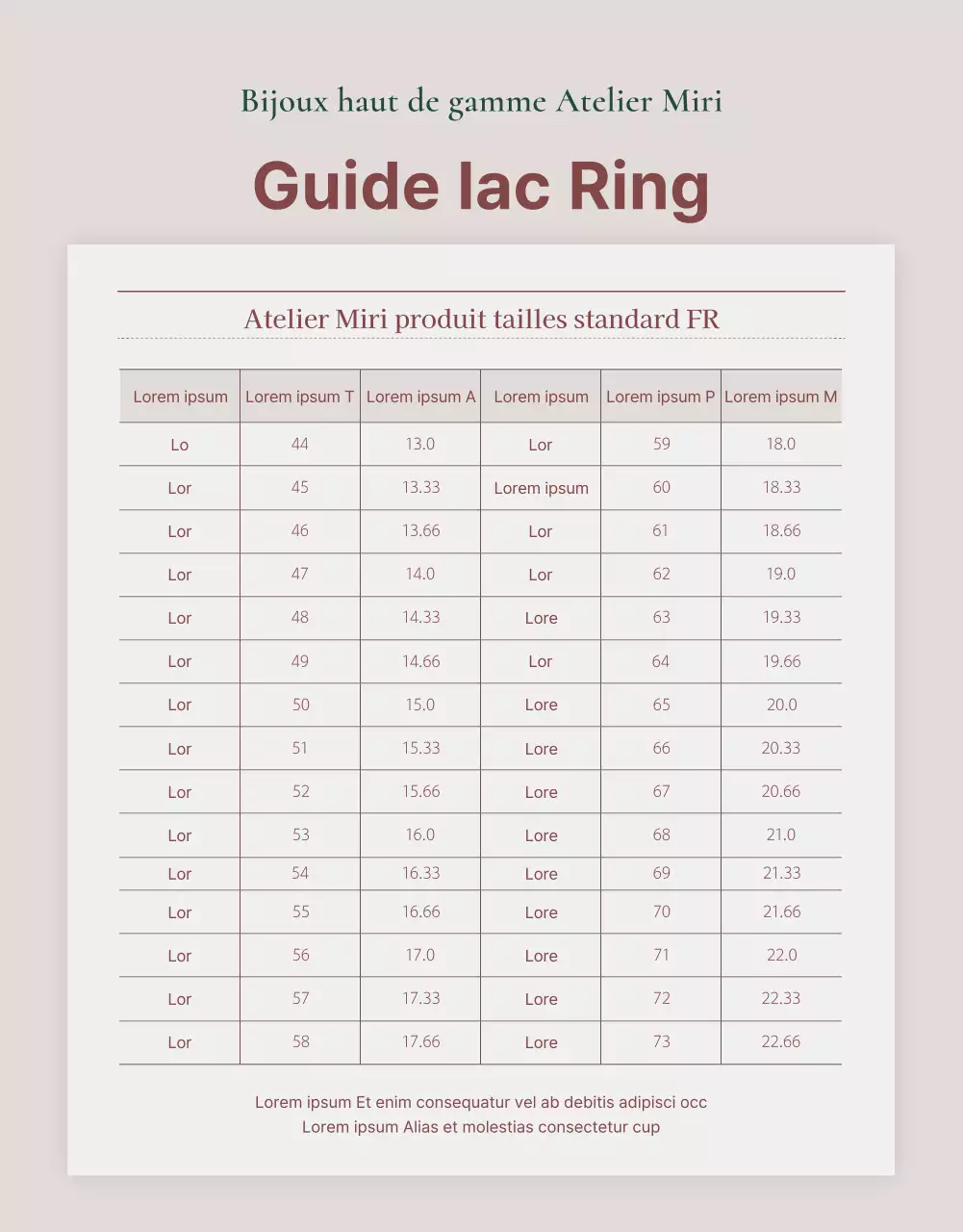 Une publicité vendant un lookbook d'accessoires de bijoux tendance en rose et marron.