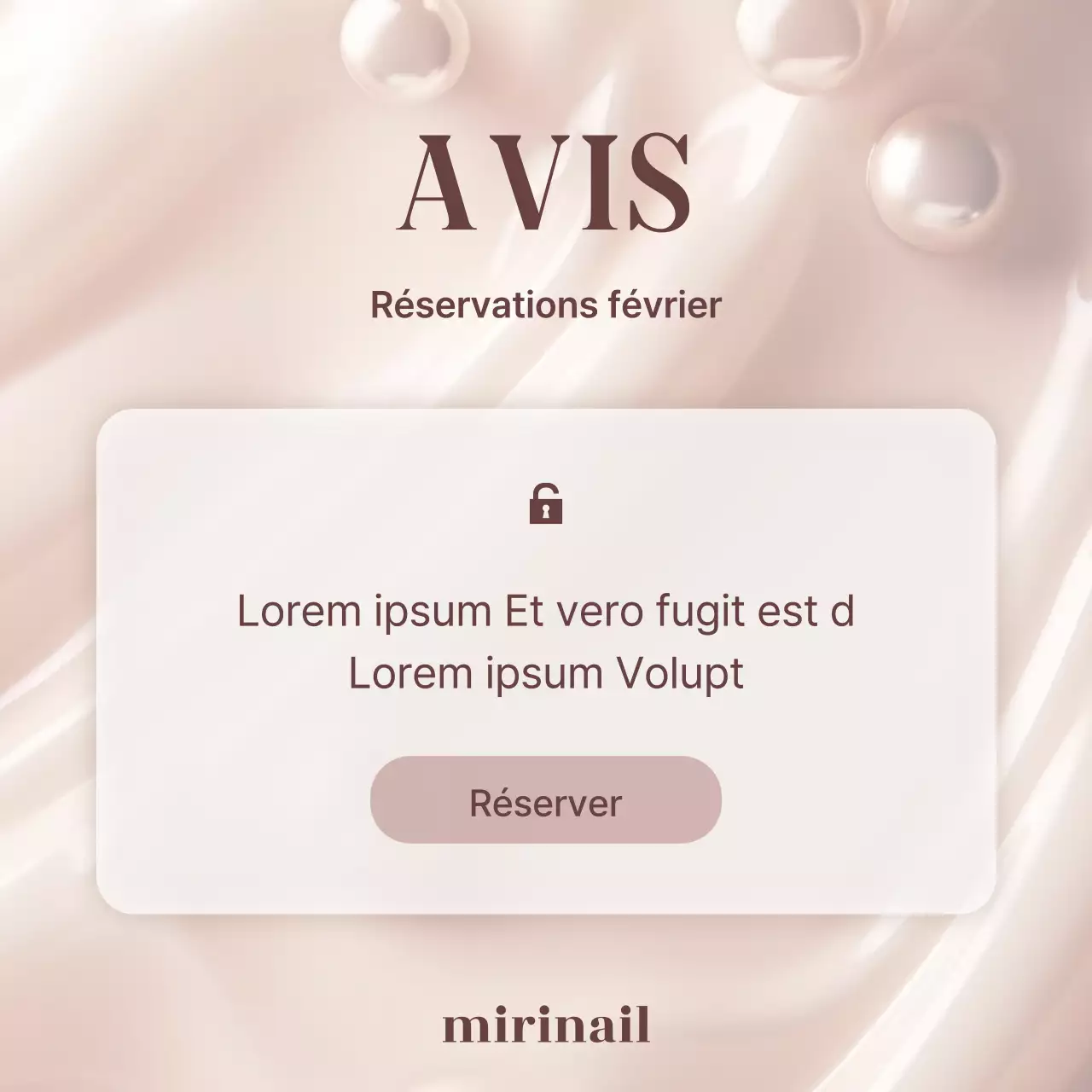 Annonce de rendez-vous pour un salon de manucure de luxe en beige