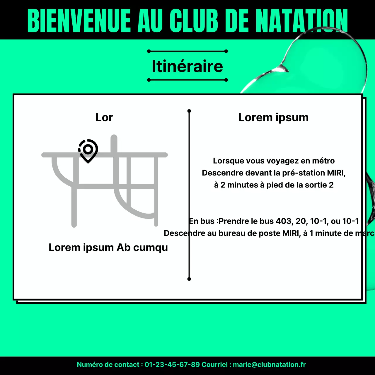 Promouvoir le recrutement des clubs de natation avec la tendance verte et noire