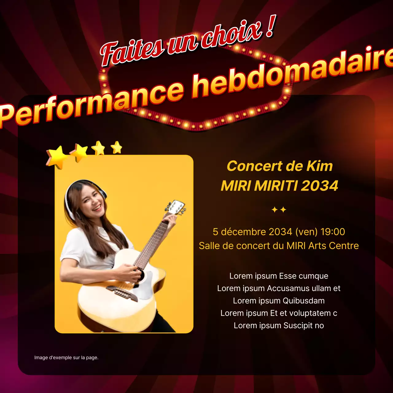 Un billet d'introduction au contenu rouge et jaune rétro