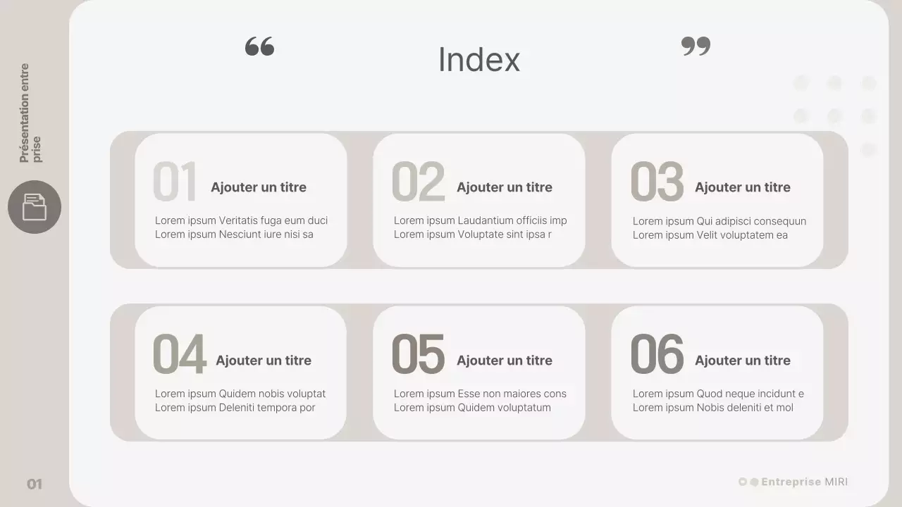 Une présentation d'entreprise simple, de couleur beige