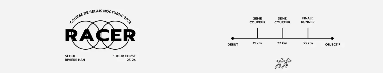 Design sur le thème du marathon avec informations sur les horaires de la course