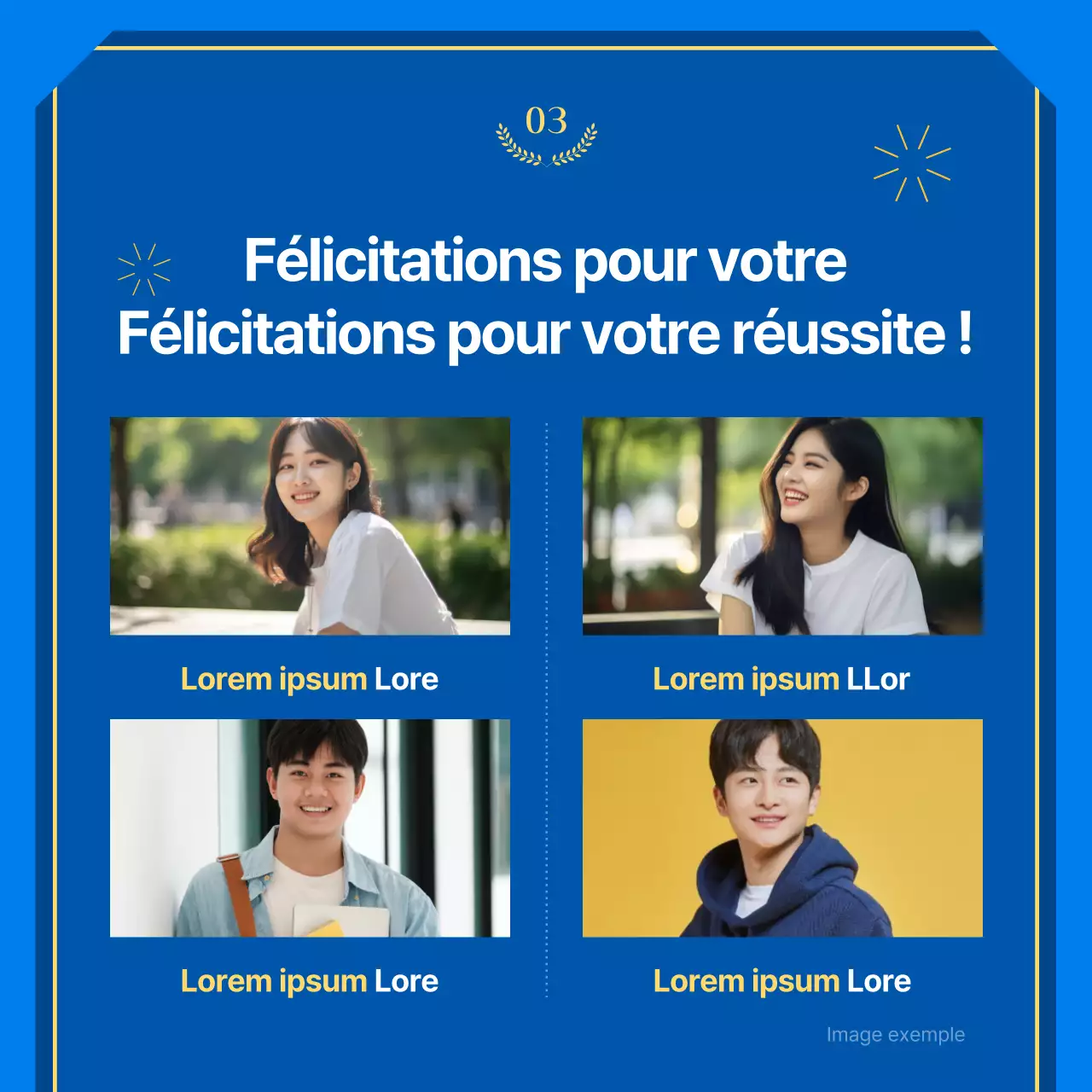 Un poteau d'achèvement kitsch bleu et jaune