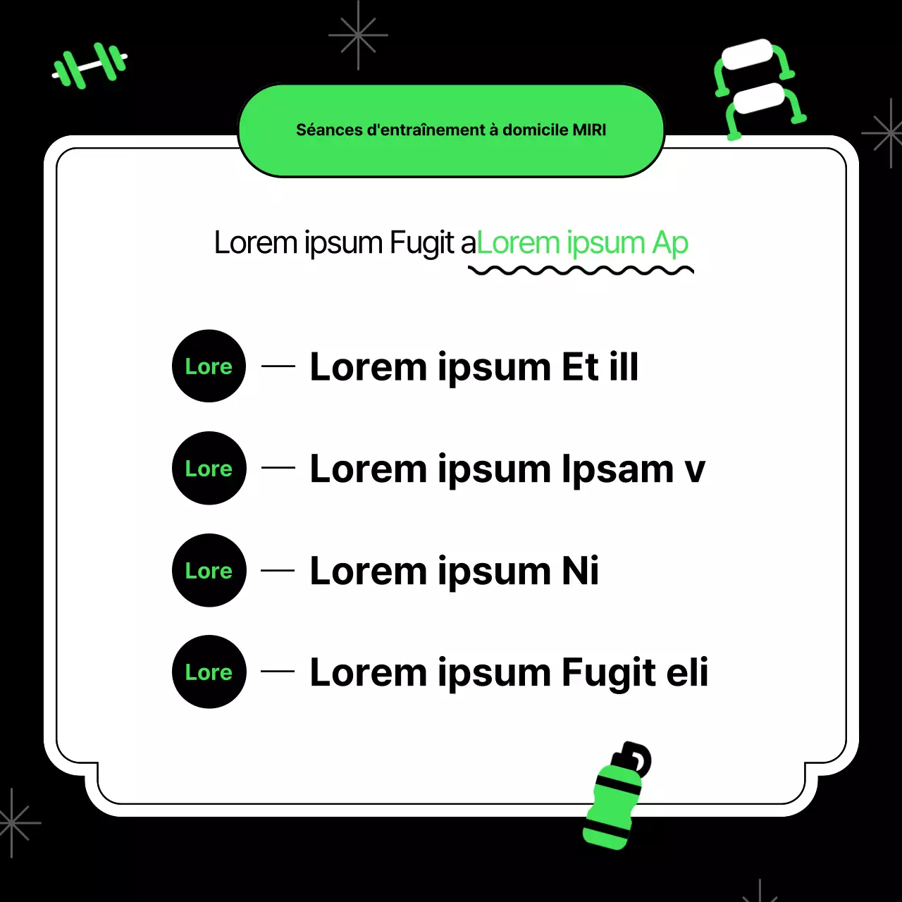 Recruter des supporters pour une séance d'entraînement à domicile kitsch en néon et noir