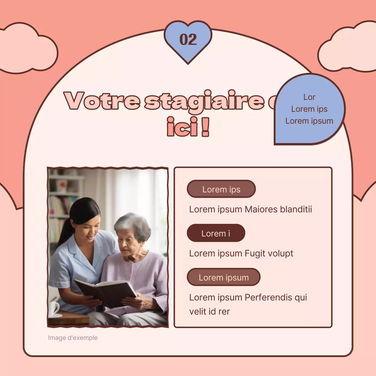 Un simple billet brun et rose pour la lettre d'information mensuelle du bureau d'aide sociale