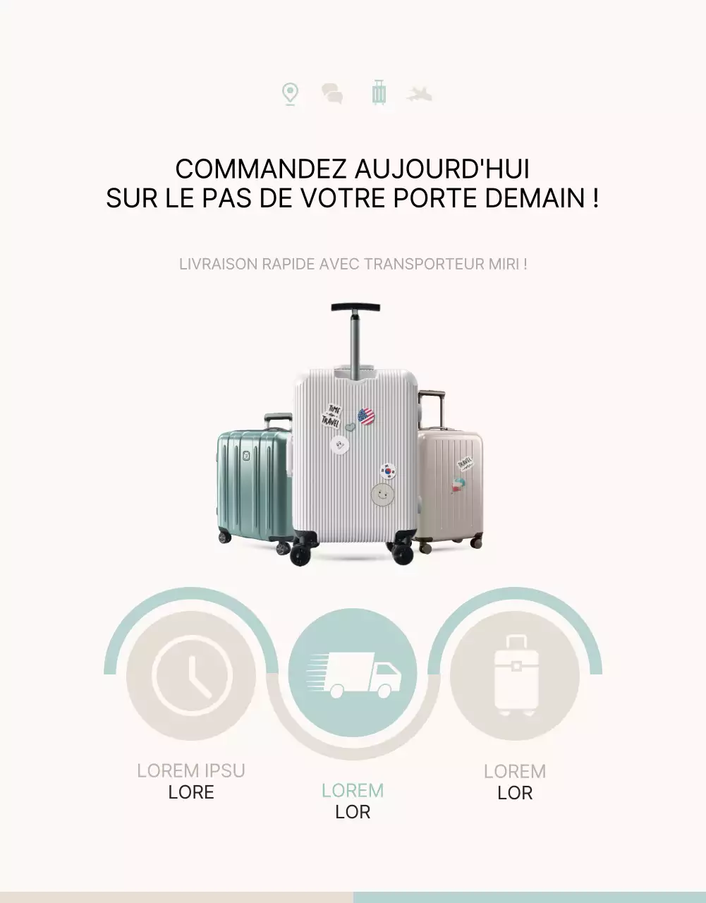 Promouvoir un produit de transport simple en menthe et ivoire