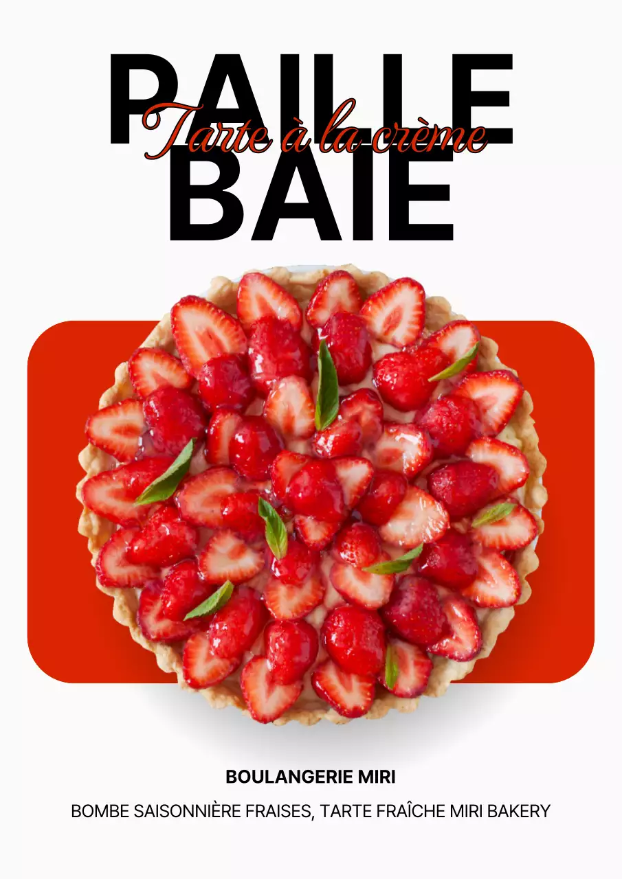 Promouvoir une tarte aux fraises minimaliste en rouge et noir