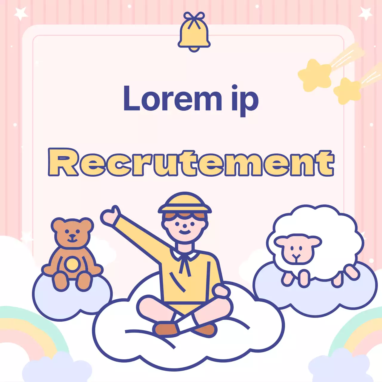 Adorables petites annonces de jardin d'enfants bleu clair et rose