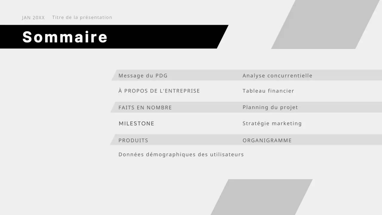 Proposition d'affaires moderne en noir et blanc