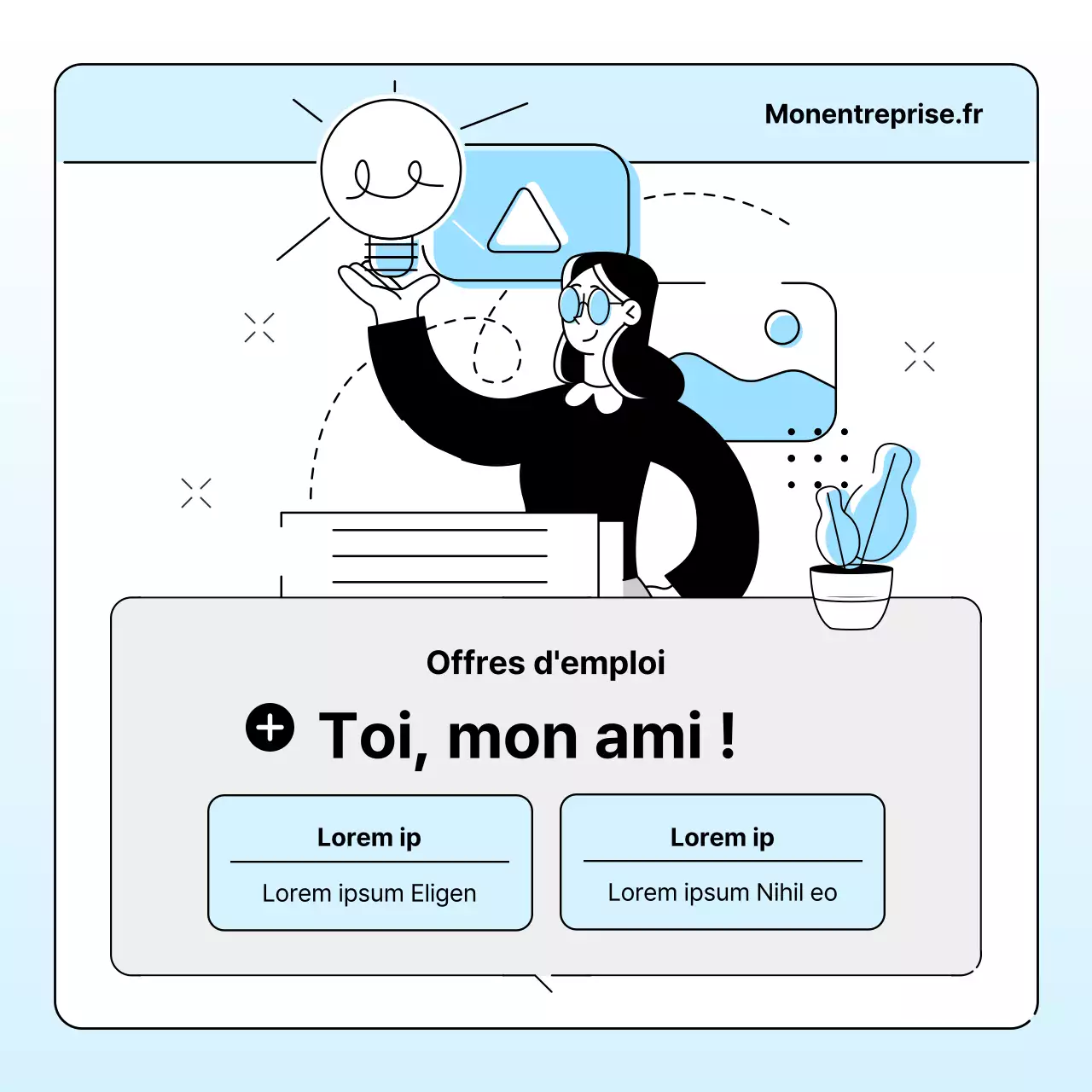 Lettre d'entreprise pour une image de marque simple en bleu clair et gris