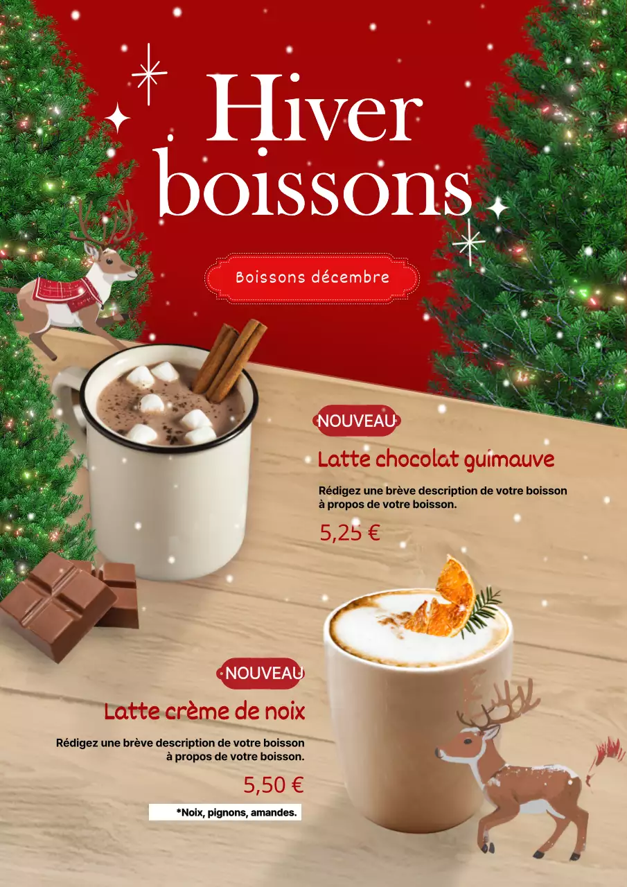 Promouvoir le café de luxe rouge boissons d'hiver