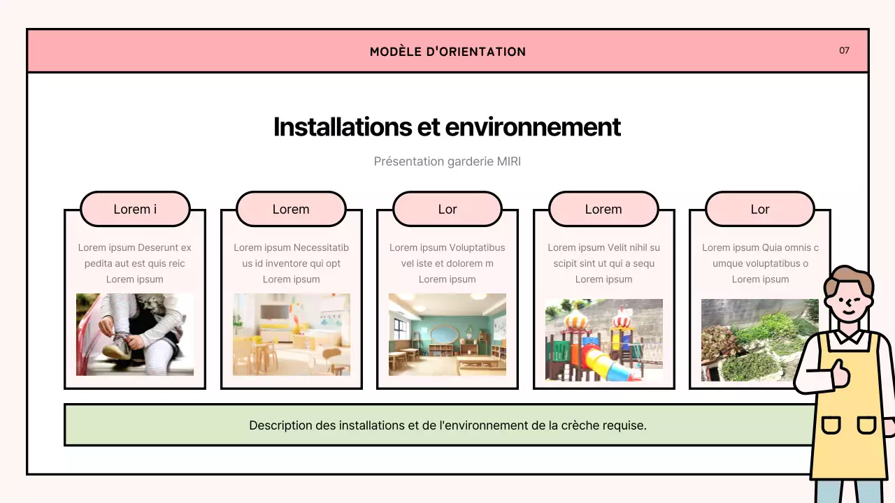 Une simple lettre d'orientation pour la garderie, rose et vert lime