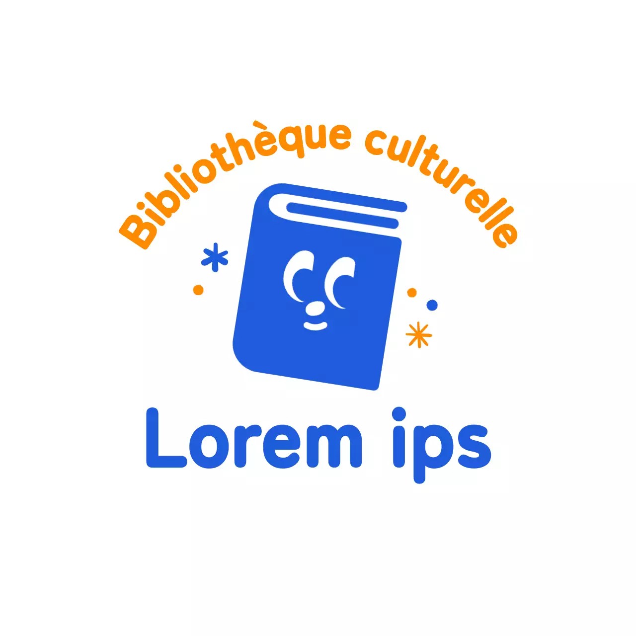 Logo d'une bibliothèque avec une jolie illustration de livre