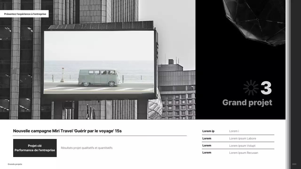 Portefeuille minimaliste en noir et blanc d'un spécialiste du marketing de carrière