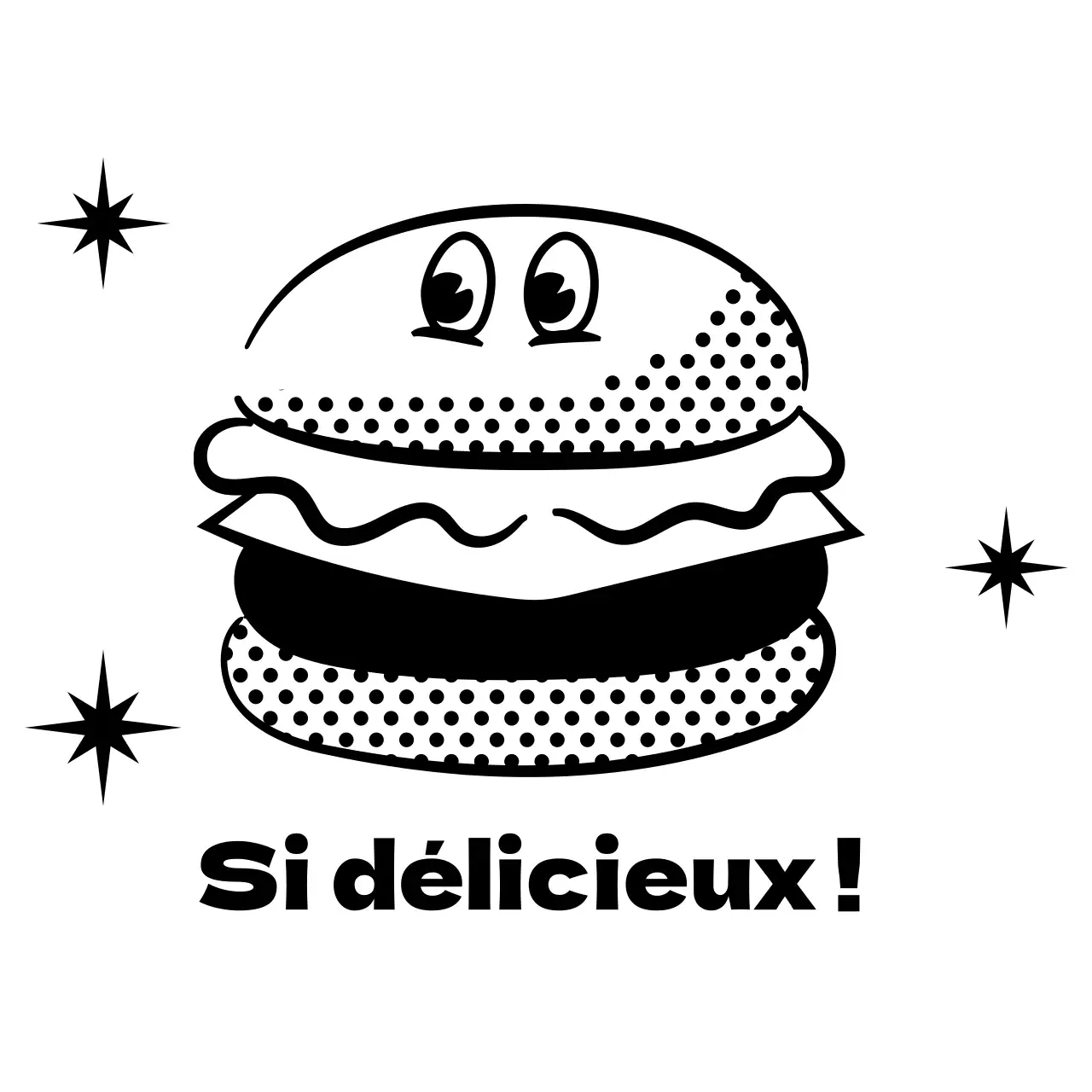 Hamburger noir Dot Cartoon Cartoon Illustration