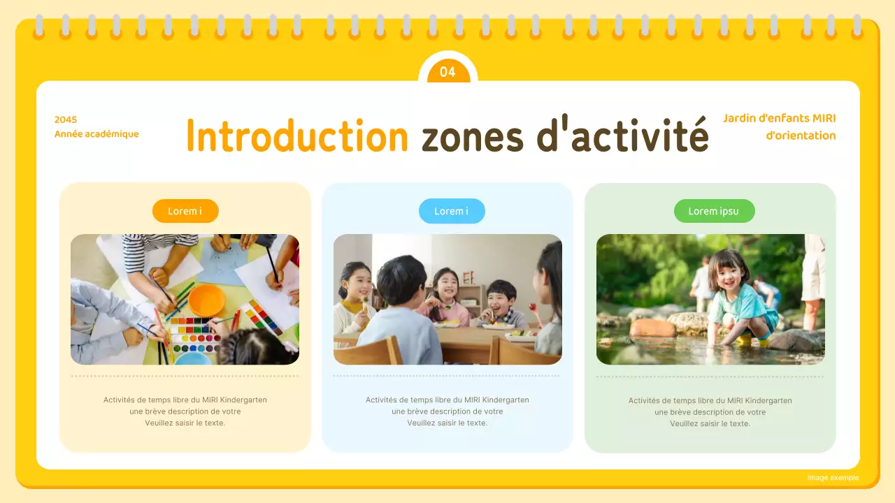 Présentation de l'orientation préscolaire jaune et orange