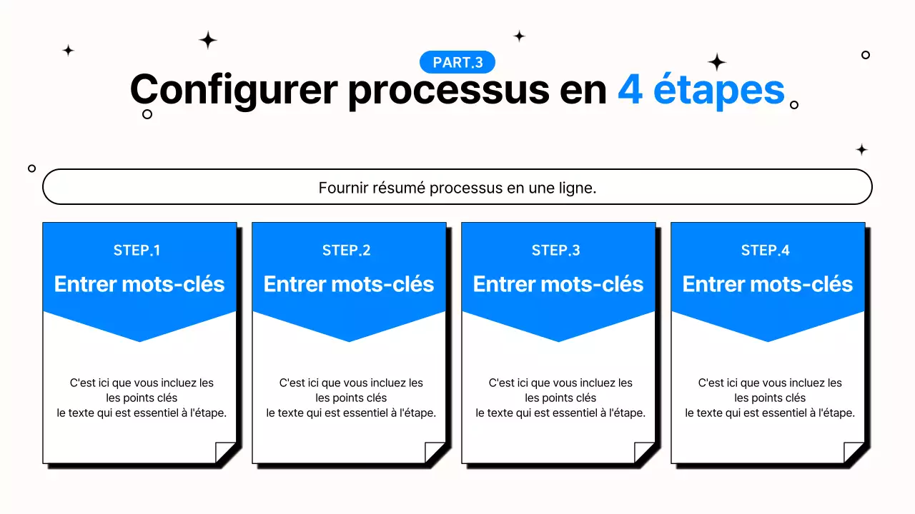 Présentation simple de travail de bureau en bleu et noir