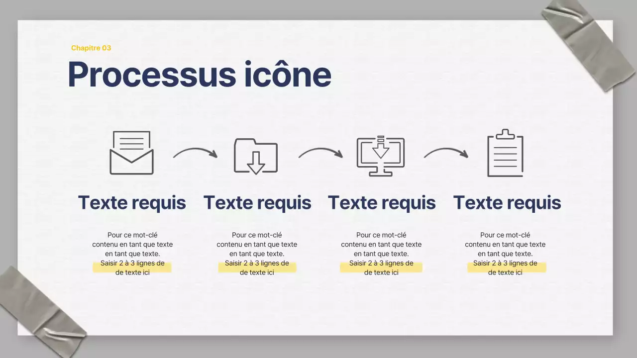 Une présentation de l'organisation de l'entreprise en gris et bleu marine