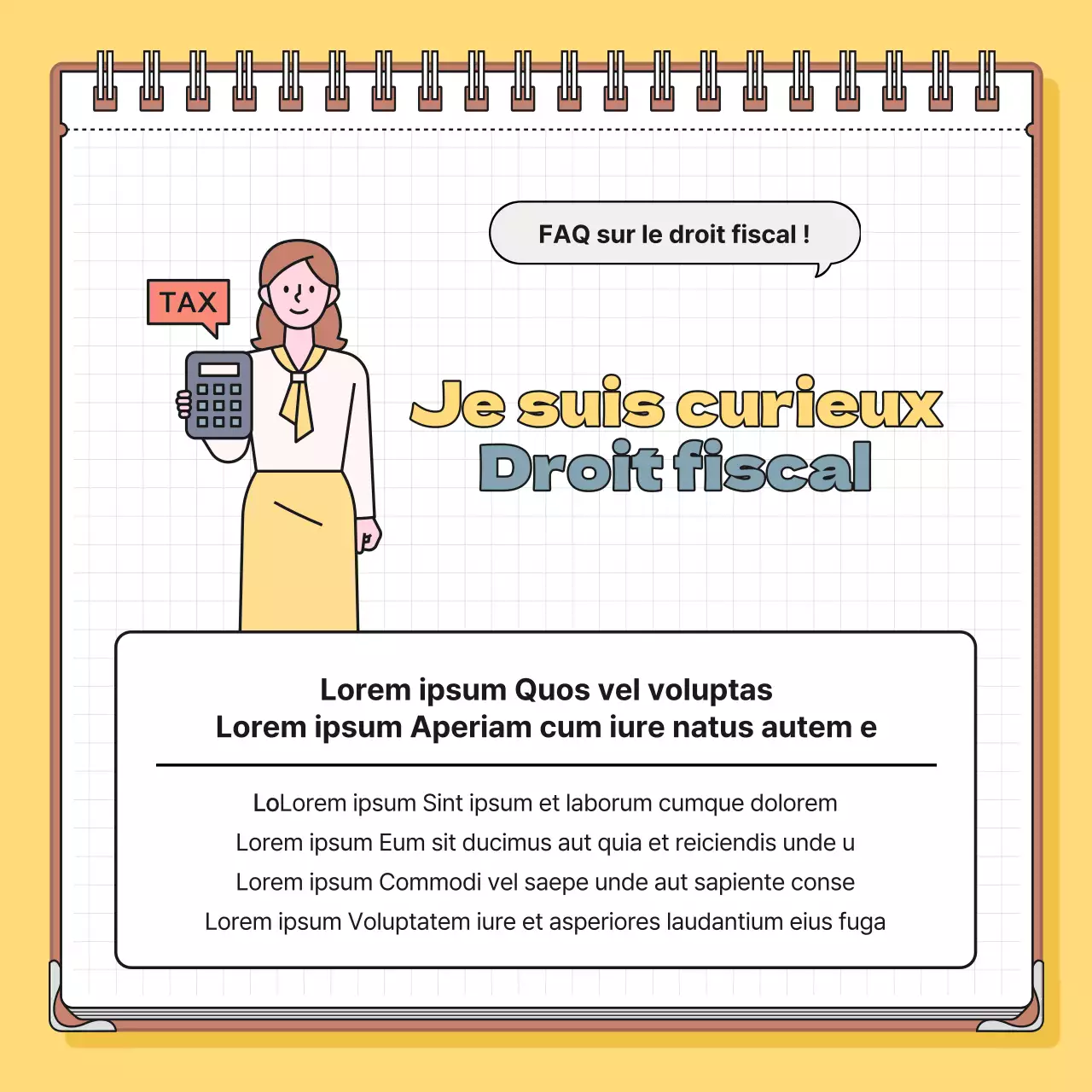 Informations fiscales minimalistes en jaune et bleu