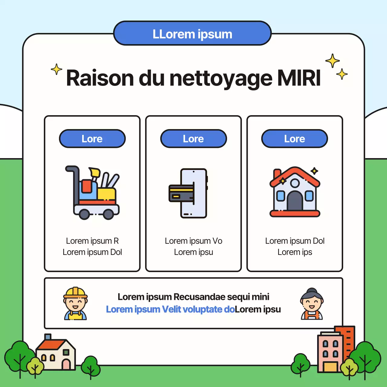 Promouvoir votre agence de nettoyage bleue et jaune