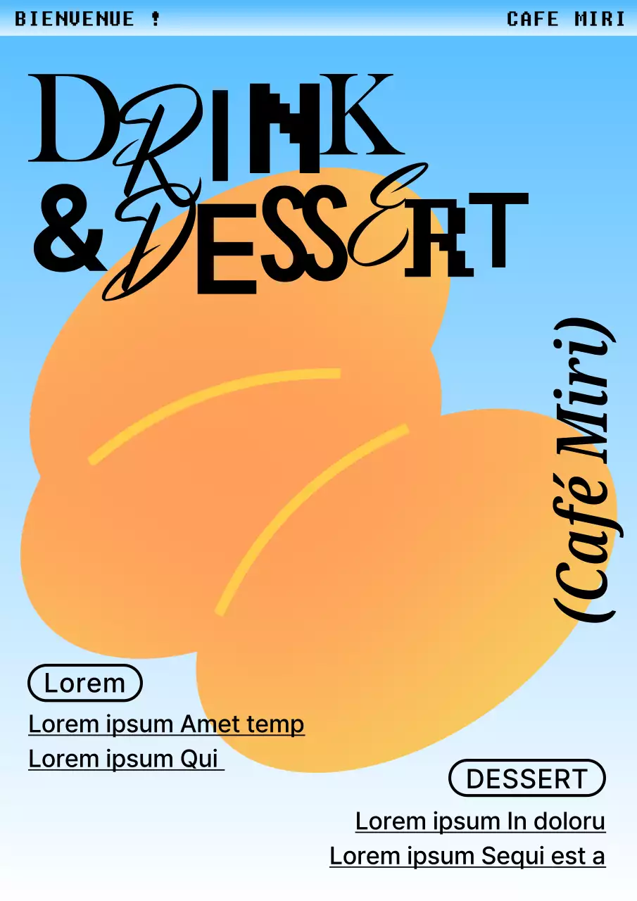 Promouvoir un menu de café branché en bleu clair et orange